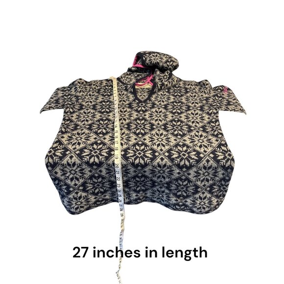 Fire & Ice Womens Hooded Pullover Sweater Black & Gray Snowflake Pattern Size L - Picture 10 of 10
